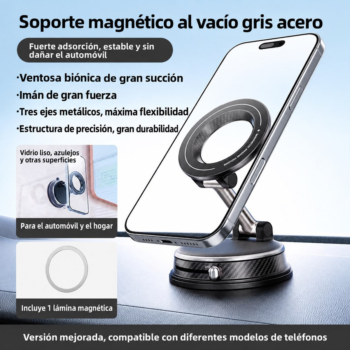 TREVYXA CHARGE PRO soporte magnético con carga inalámbrica para carro – foto 5